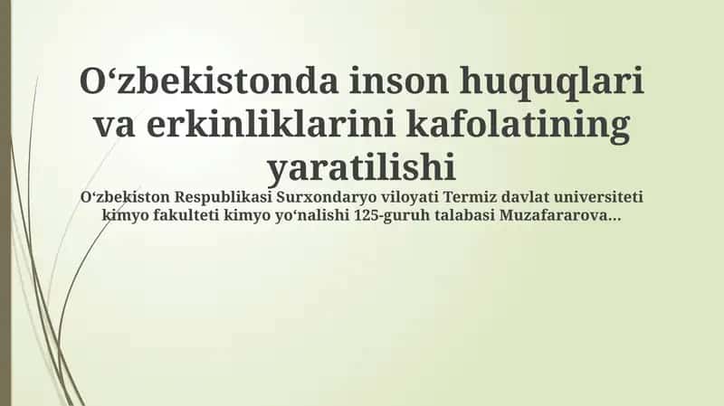 O'zbekistonda inson huquqlari va erkinliklarini kafolatining yaratilishi 1