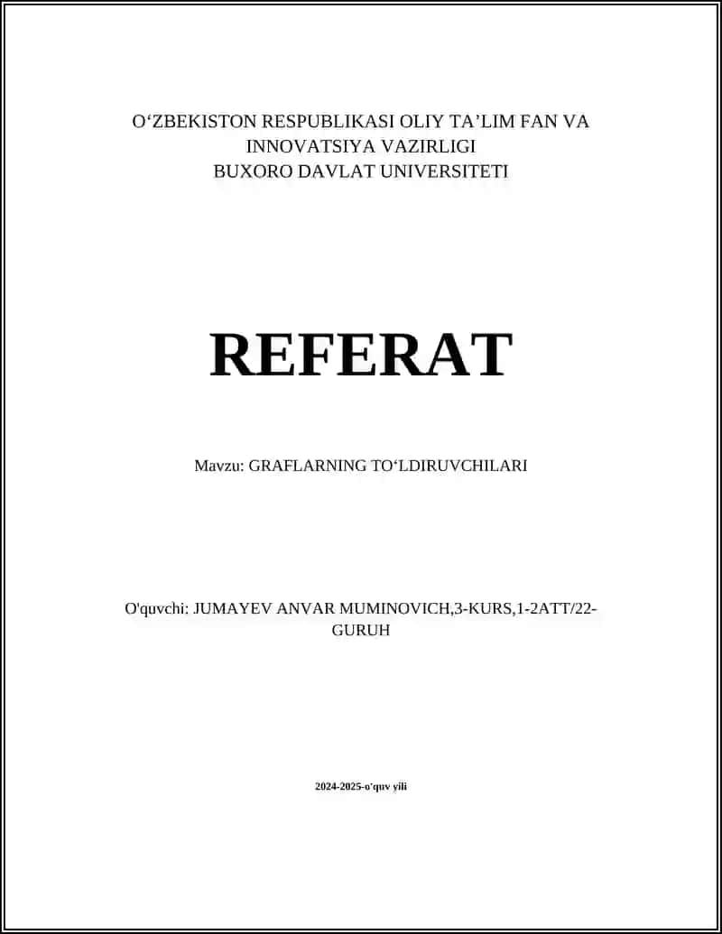 GRAFLARNING TOʻLDIRUVCHILARI