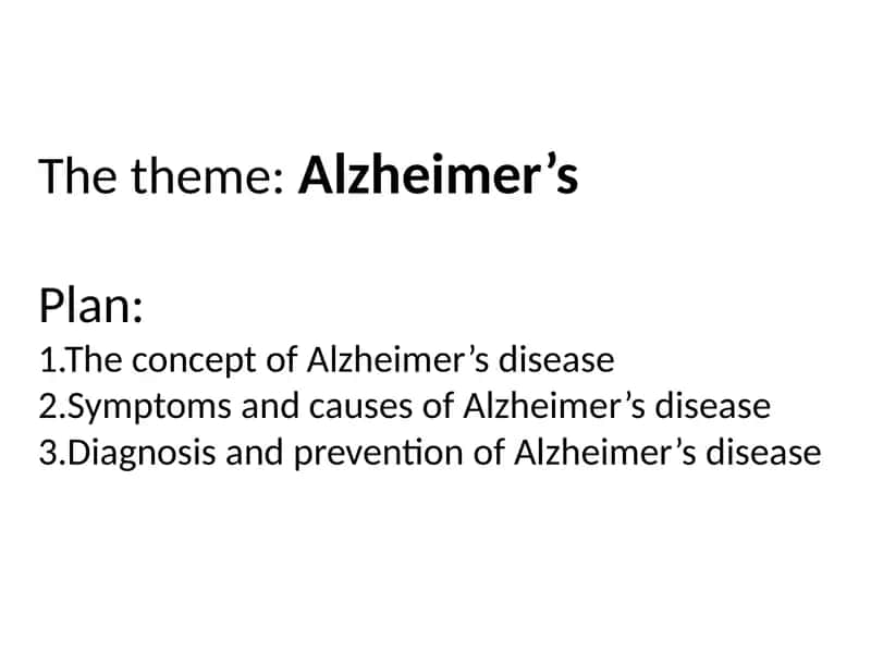 Alzheimer's disease 1