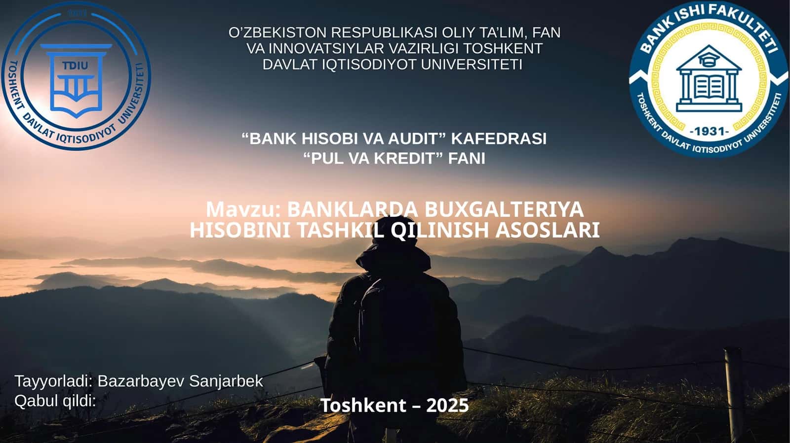 BANKLARDA BUXGALTERIYA HISOBINI TASHKIL QILINISH ASOSLARI 1