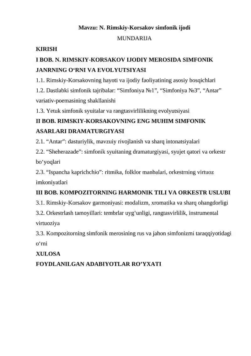 N. Rimskiy-Korsakov simfonik ijodi 1