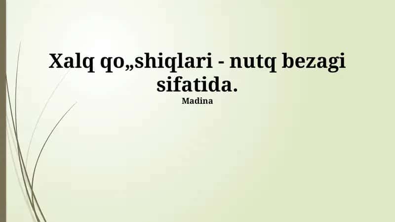 Xalq qo'shiqlari - nutq bezagi sifatida 1