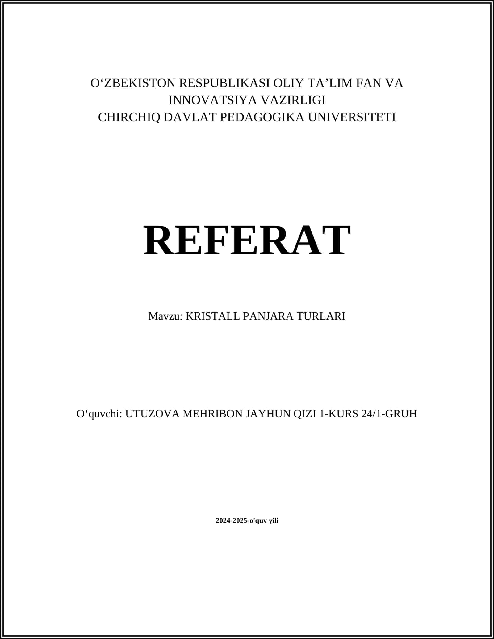 KRISTALL PANJARA TURLARI 1