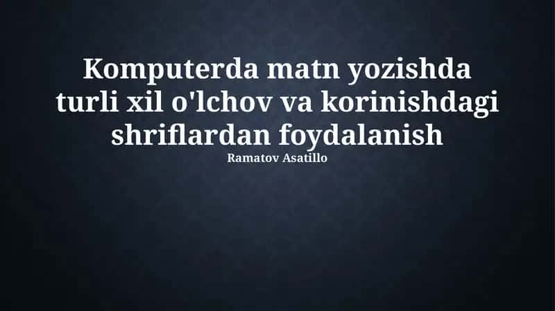 Shrift o'lchami va uslublarining asoslari 1