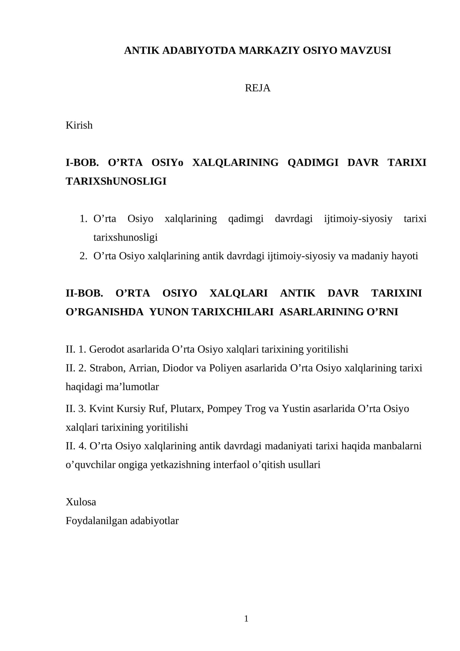 ANTIK ADABIYOTDA MARKAZIY OSIYO MAVZUSI 1