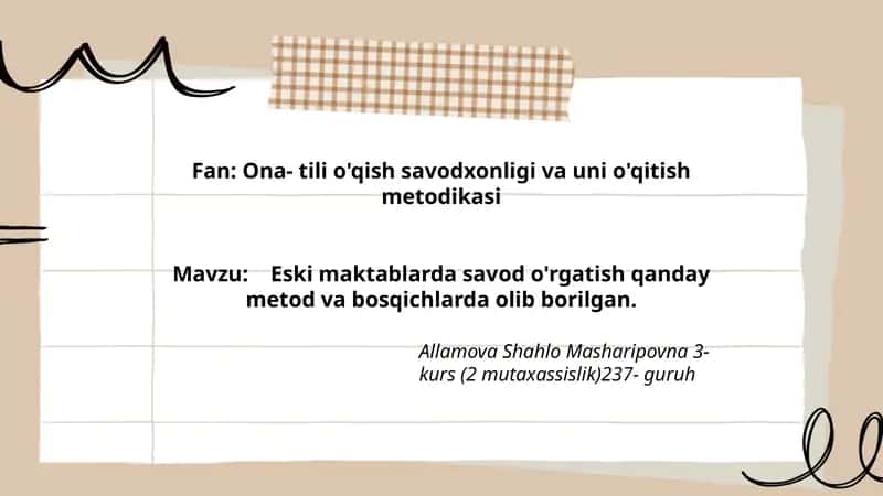 Ona-tili o'qish savodxonligi va uni o'qitish metodikasi 1
