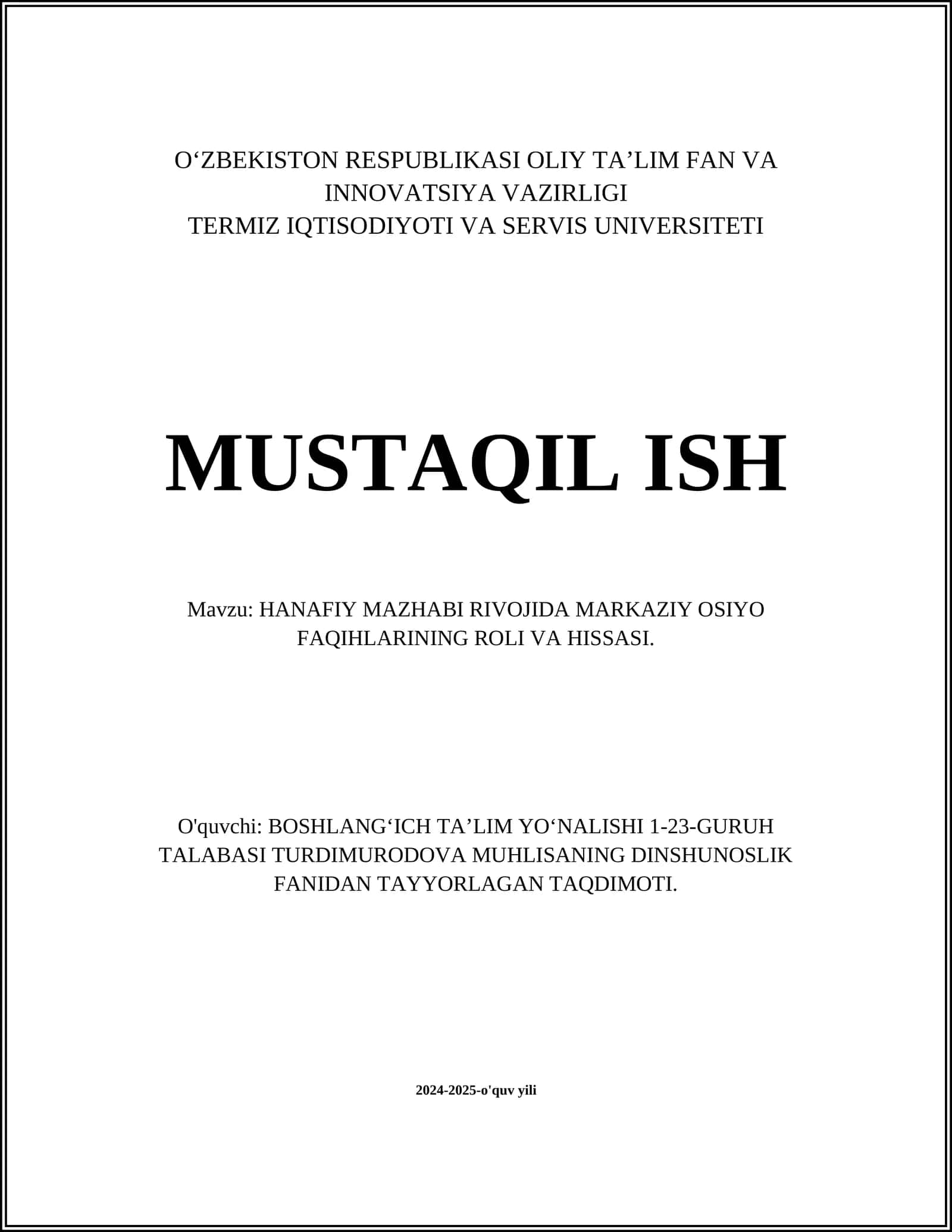 HANAFIY MAZHABI RIVOJIDA MARKAZIY OSIYO FAQIHLARINING ROLI VA HISSASI 1