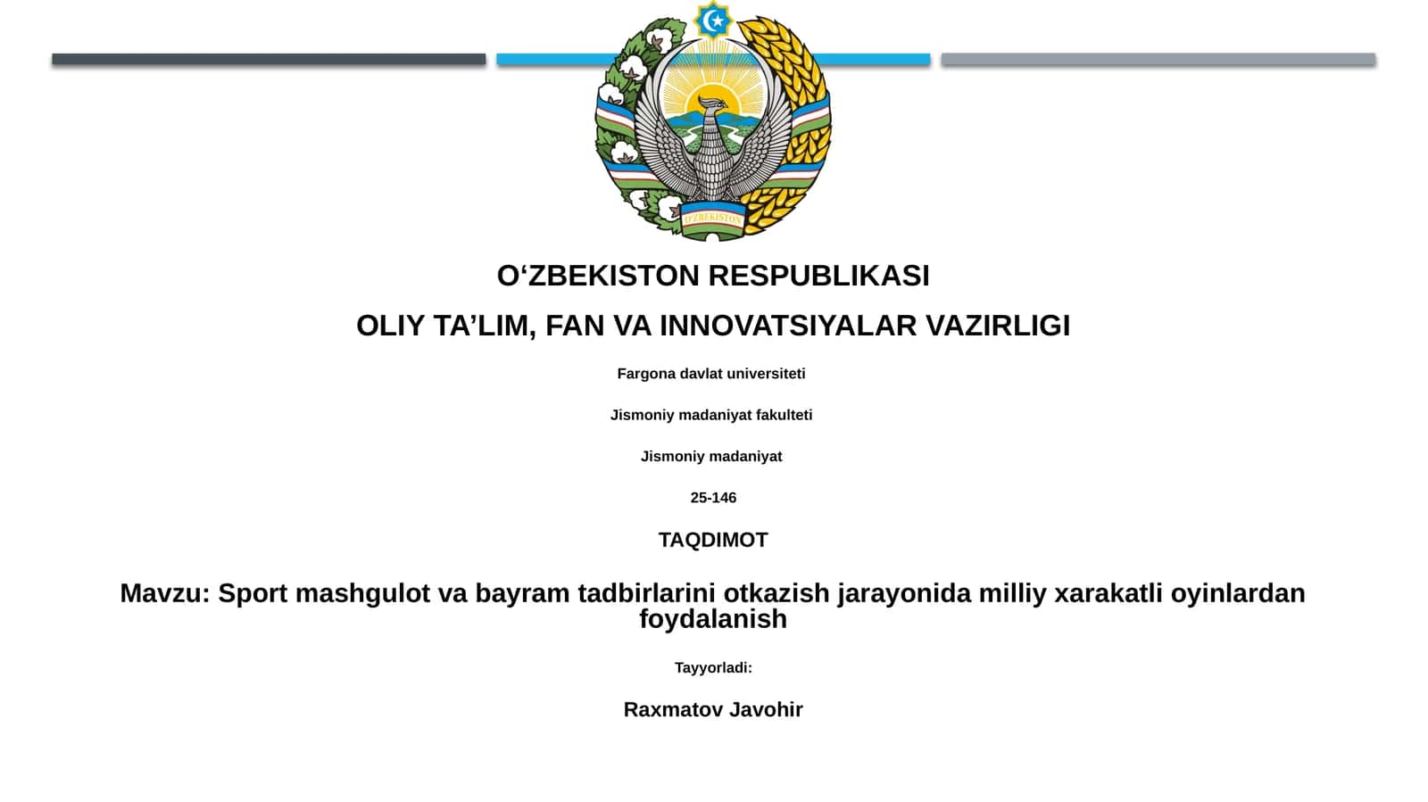 Sport mashgulot va bayram tadbirlarini otkazish jarayonida milliy xarakatli oyinlardan foydalanish 1