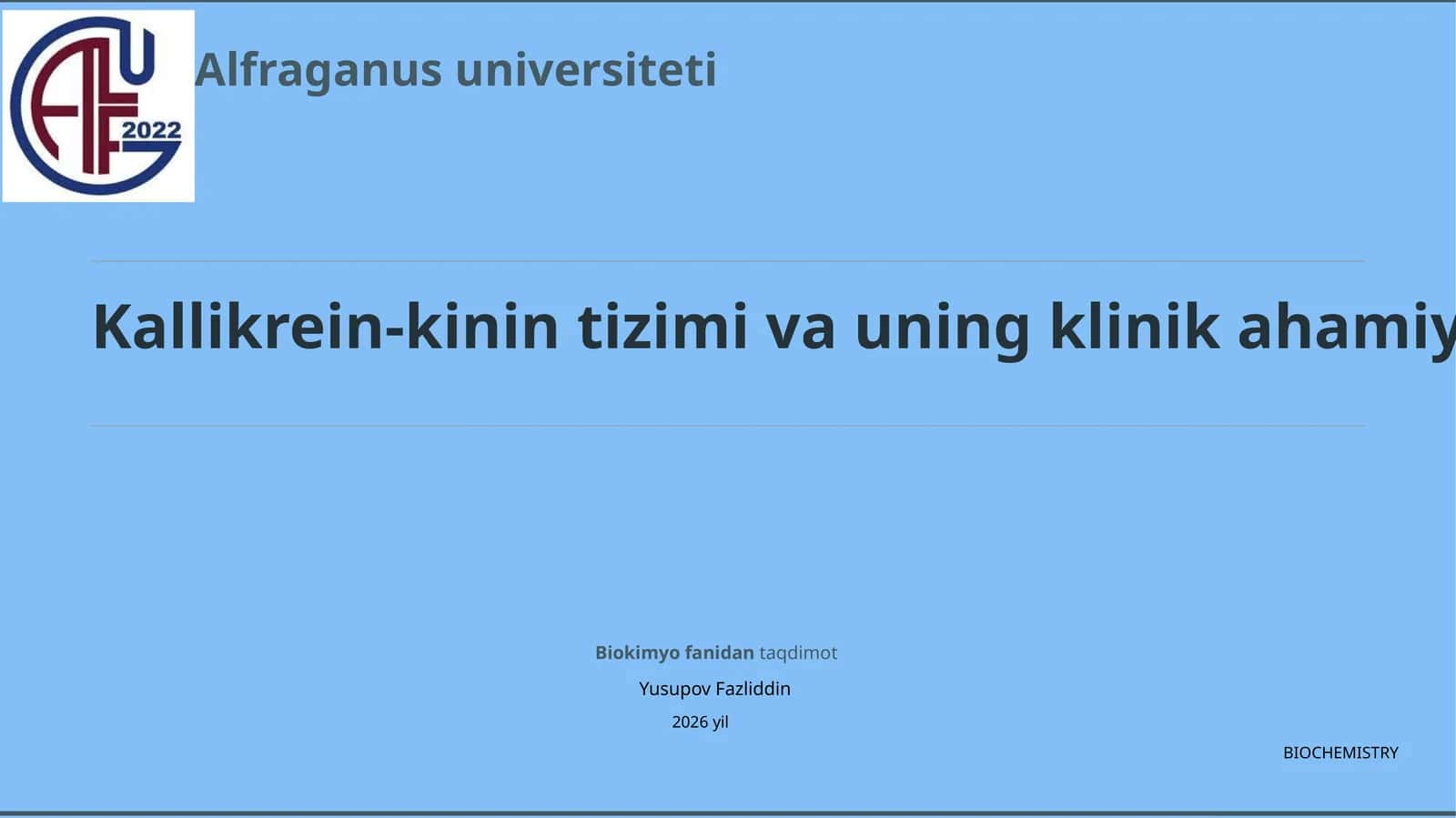 Kallikrein-kinin tizimi va uning klinik ahamiyati 1