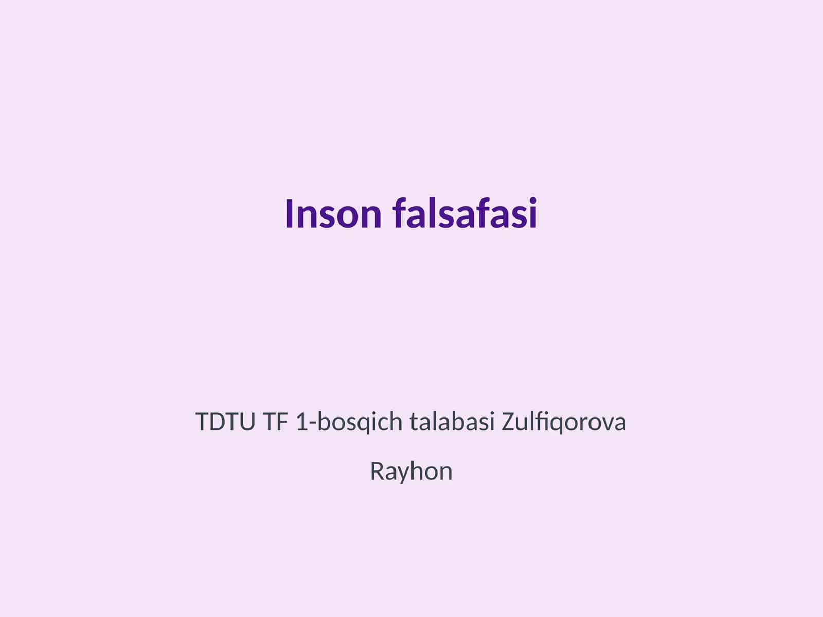 Inson falsafasi 1