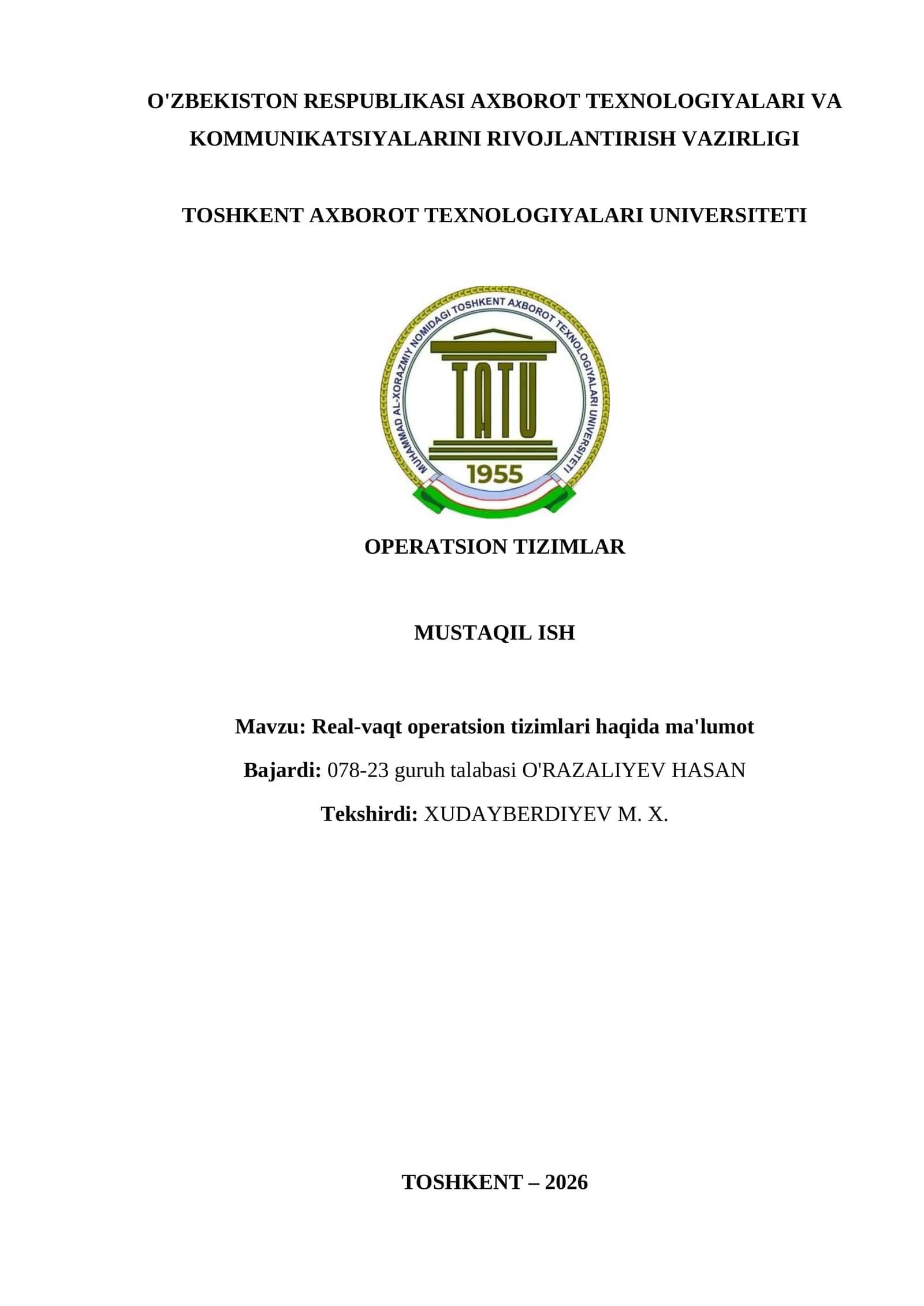 Real-vaqt operatsion tizimlari haqida ma'lumot 1