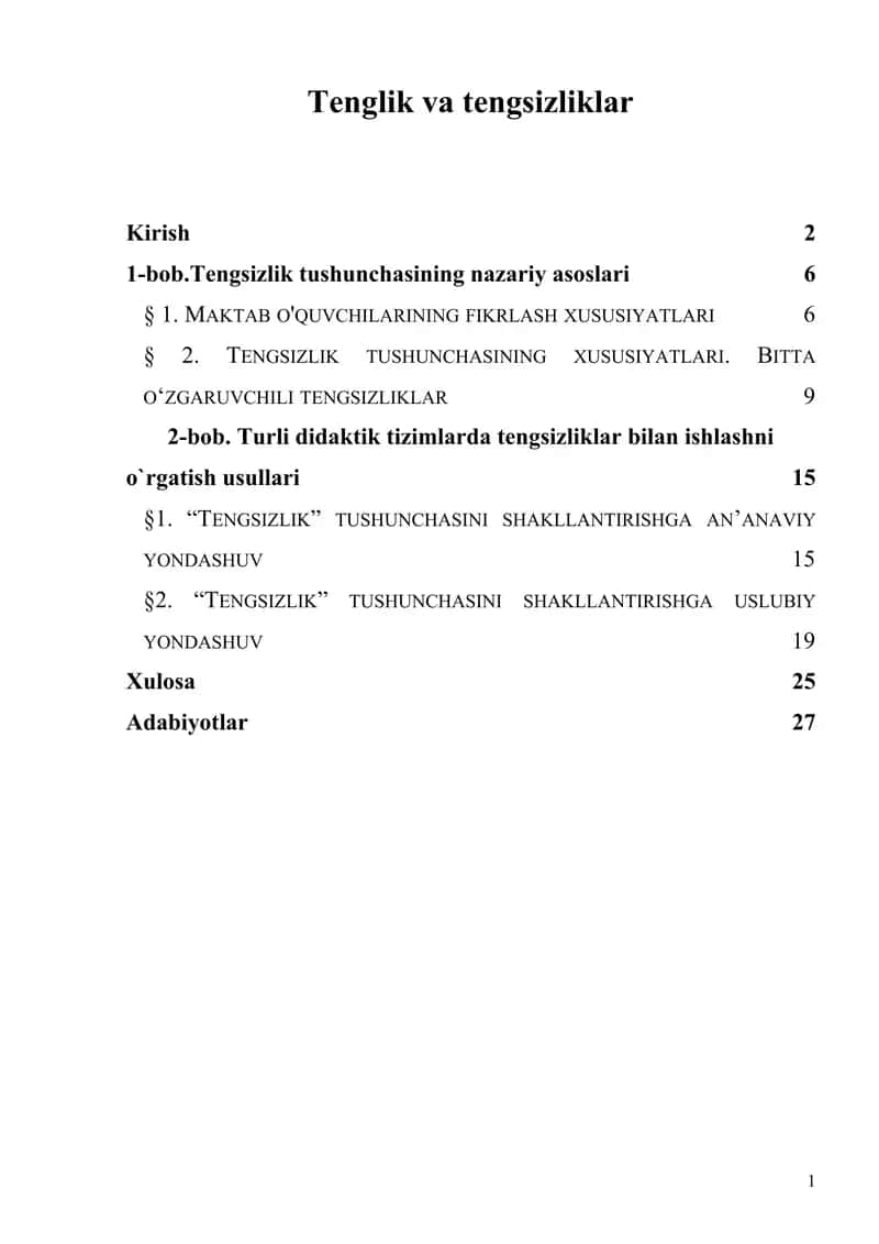tenglik, tengsizlik 1