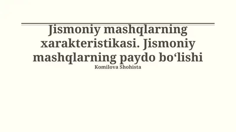 Jismoniy mashqlar va sog’liq 1