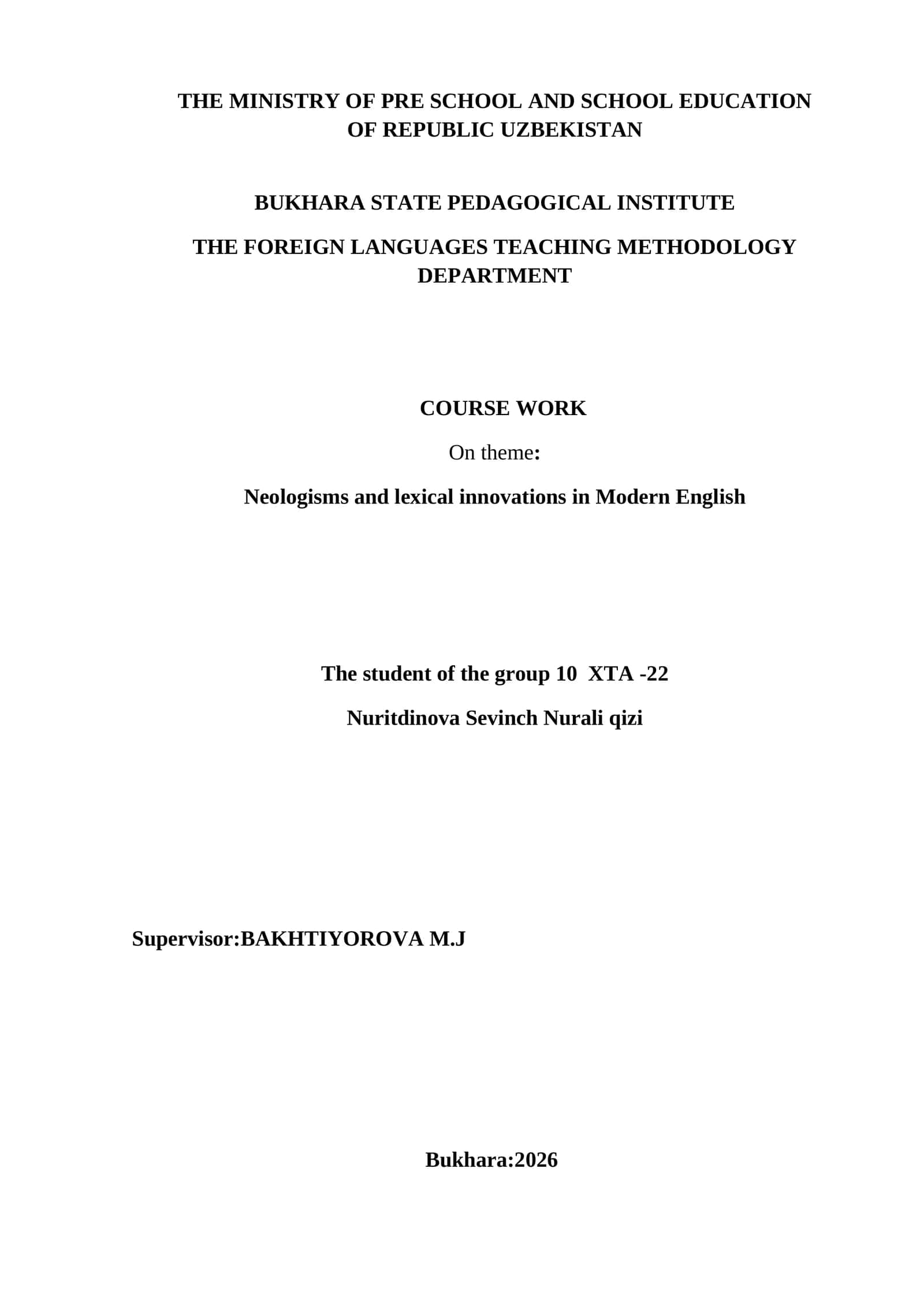 Neologisms and Lexical Innovations in Modern English 1
