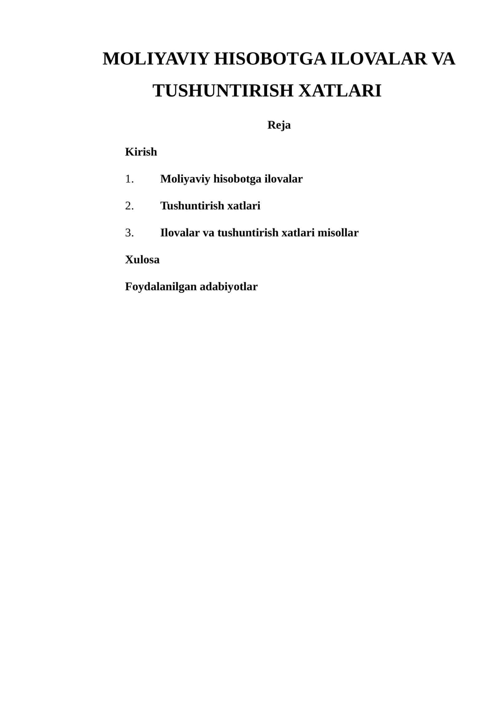 Moliyaviy hisobotga ilovalar va tushuntirish xatlari 1