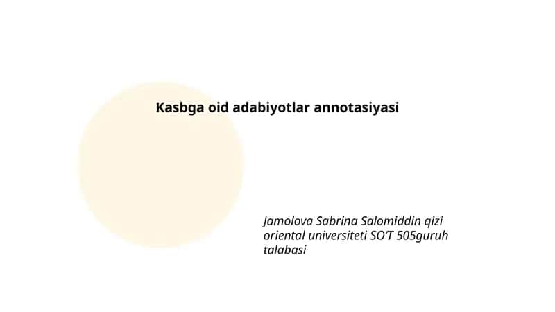 Kasbga oid adabiyotlar annotasiyasi 1