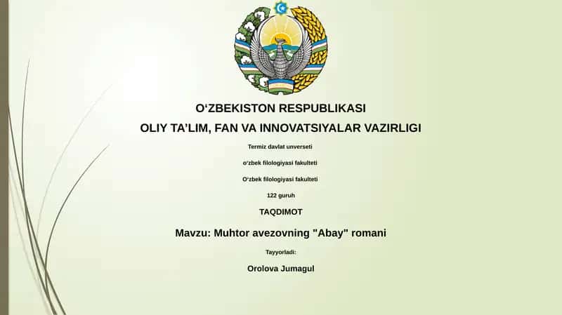 Muhtor avezovning "Abay" romani 1