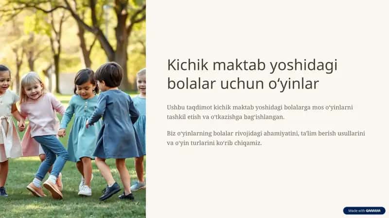 Kichik maktab yoshidagi bolalar uchun oʻyinlar 1