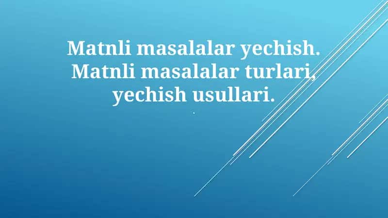 Yechish usullari 1