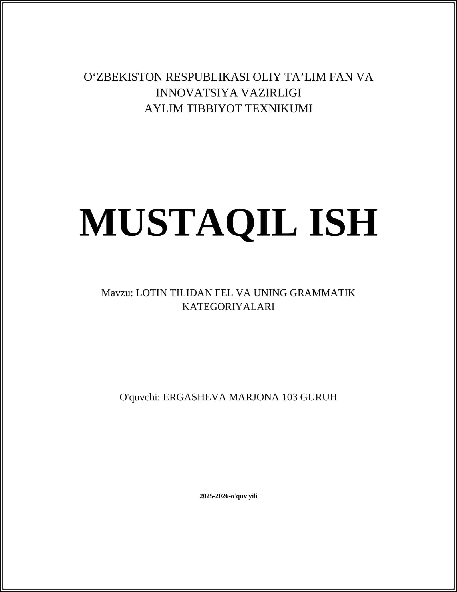LOTIN TILIDAN FEL VA UNING GRAMMATIK KATEGORIYALARI 1