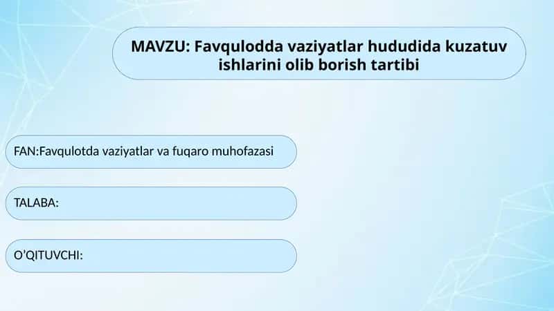 Favqulodda vaziyatlar va fuqaro muhofazasi 1