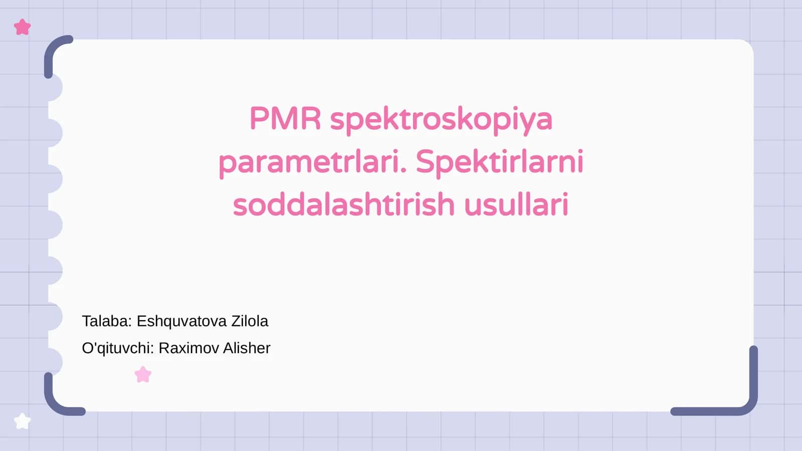 PMR spektroskopiya parametrlari 1