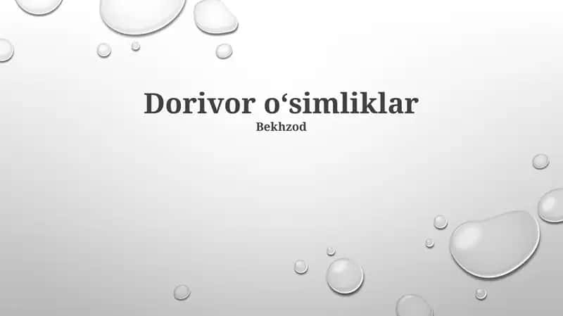 Dorivor oʻsimliklar 1
