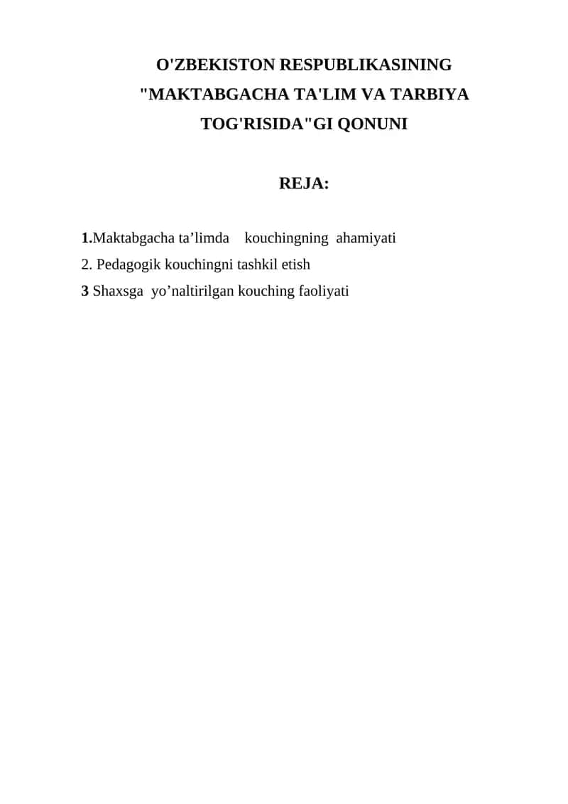 "MAKTABGACHA TA'LIM VA TARBIYA TOG'RISIDA"GI QONUNI 1