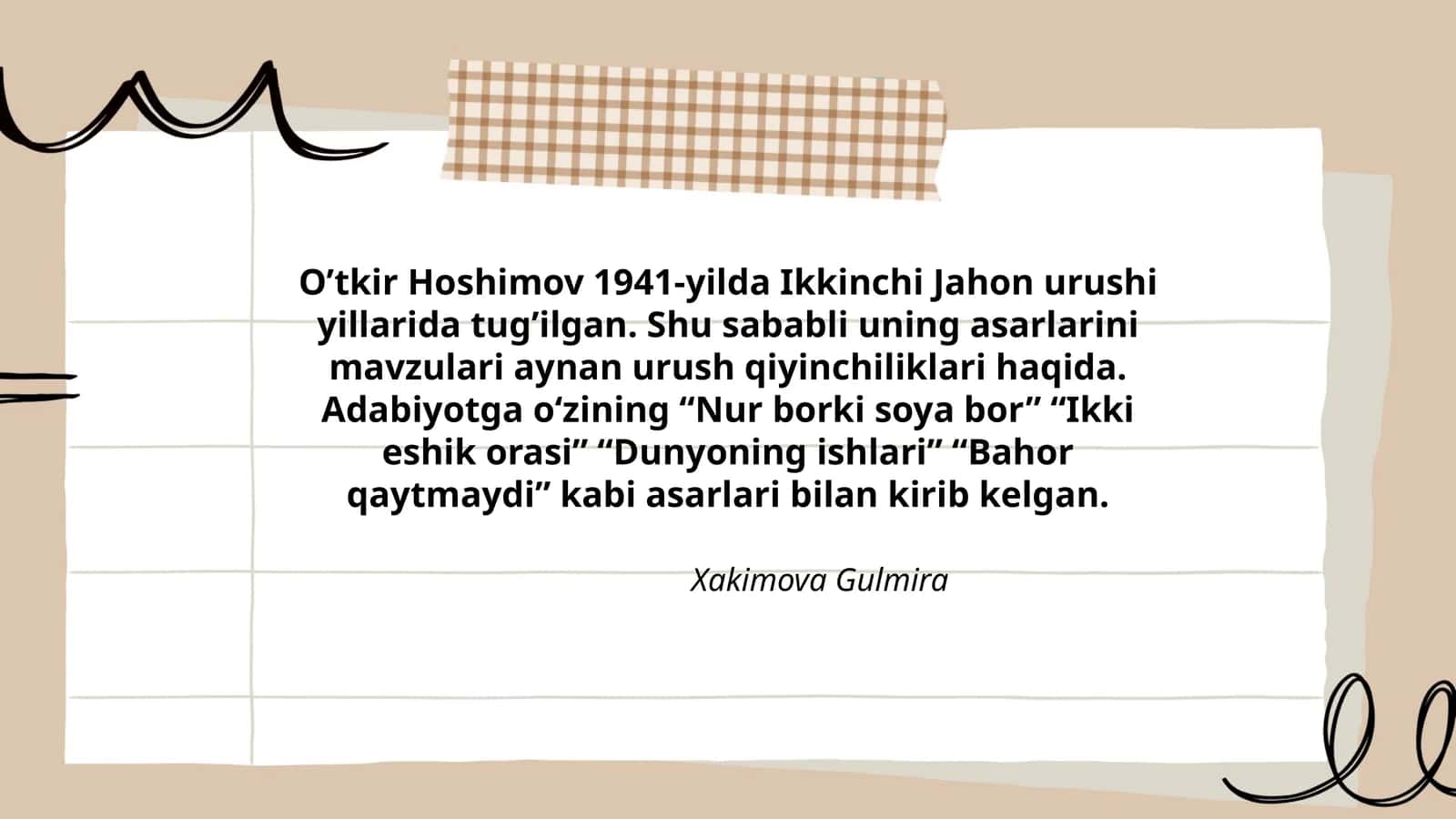 O’tkir Hoshimov asarlari 1