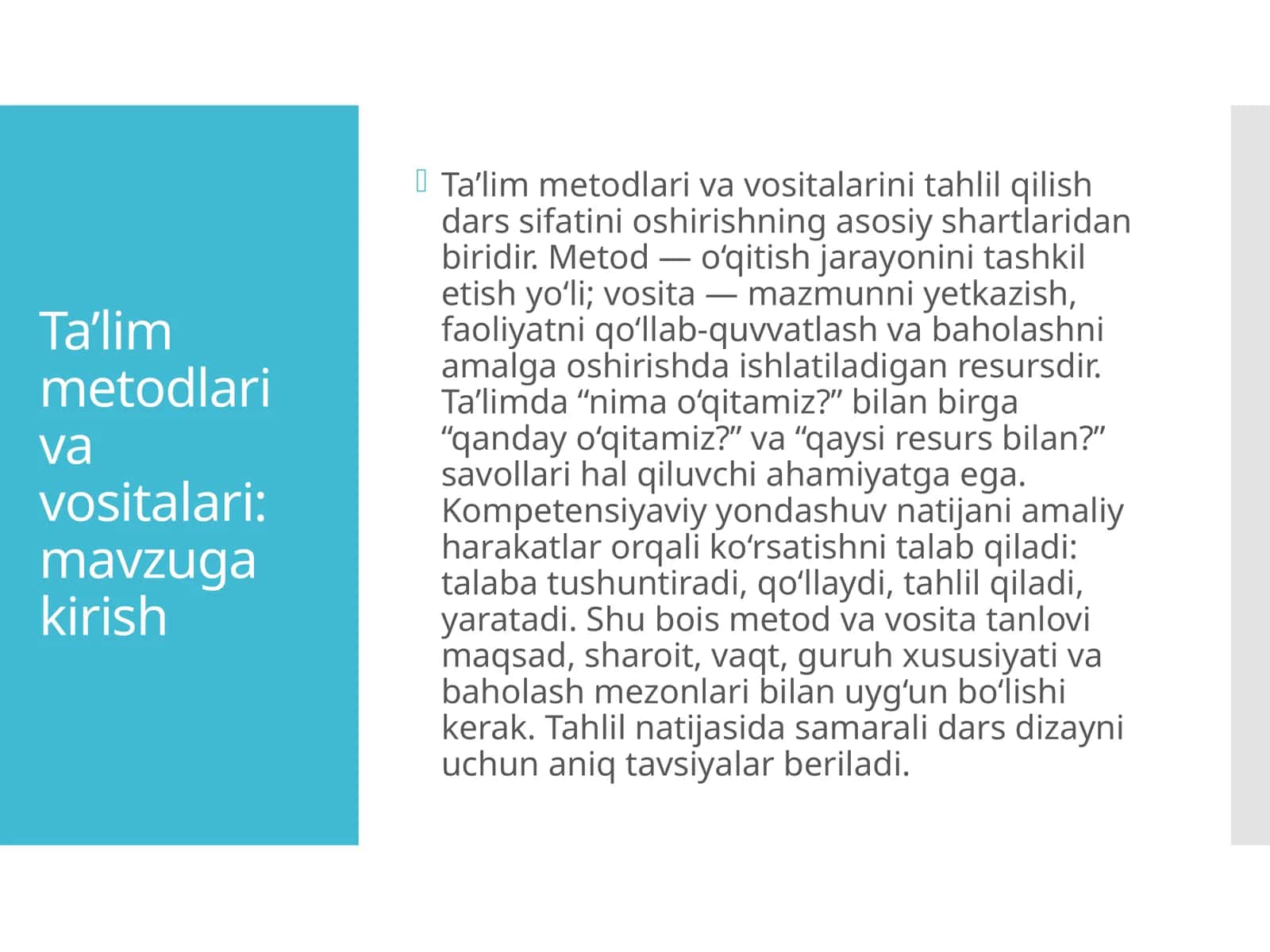 Ta’lim metodlari va vositalari 1