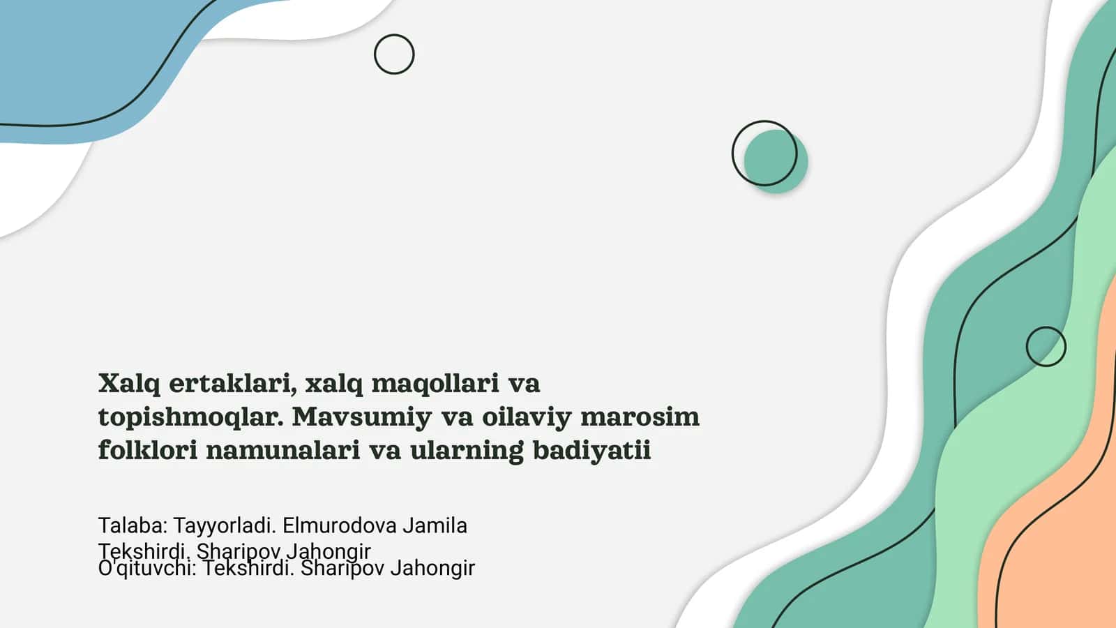 Xalq ertaklari, xalq maqollari va topishmoqlar 1