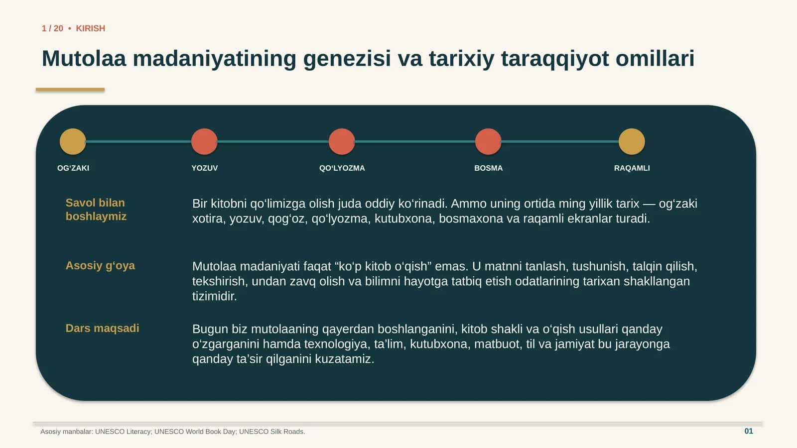 Mutolaa madaniyatining genezisi va tarixiy taraqqiyot omillari 1