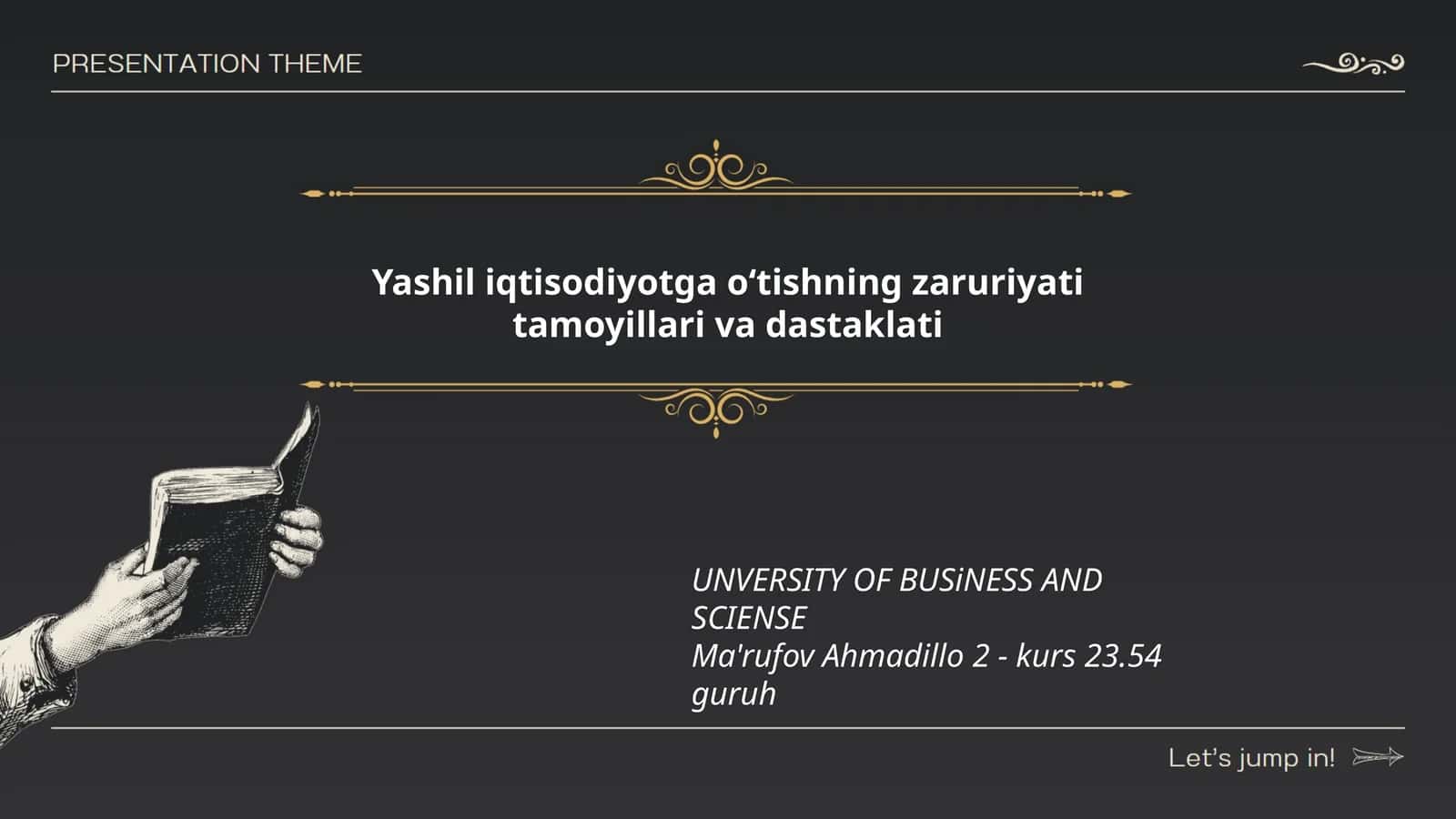 Yashil iqtisodiyotga oʻtishning zaruriyati tamoyillari va dastaklati 1