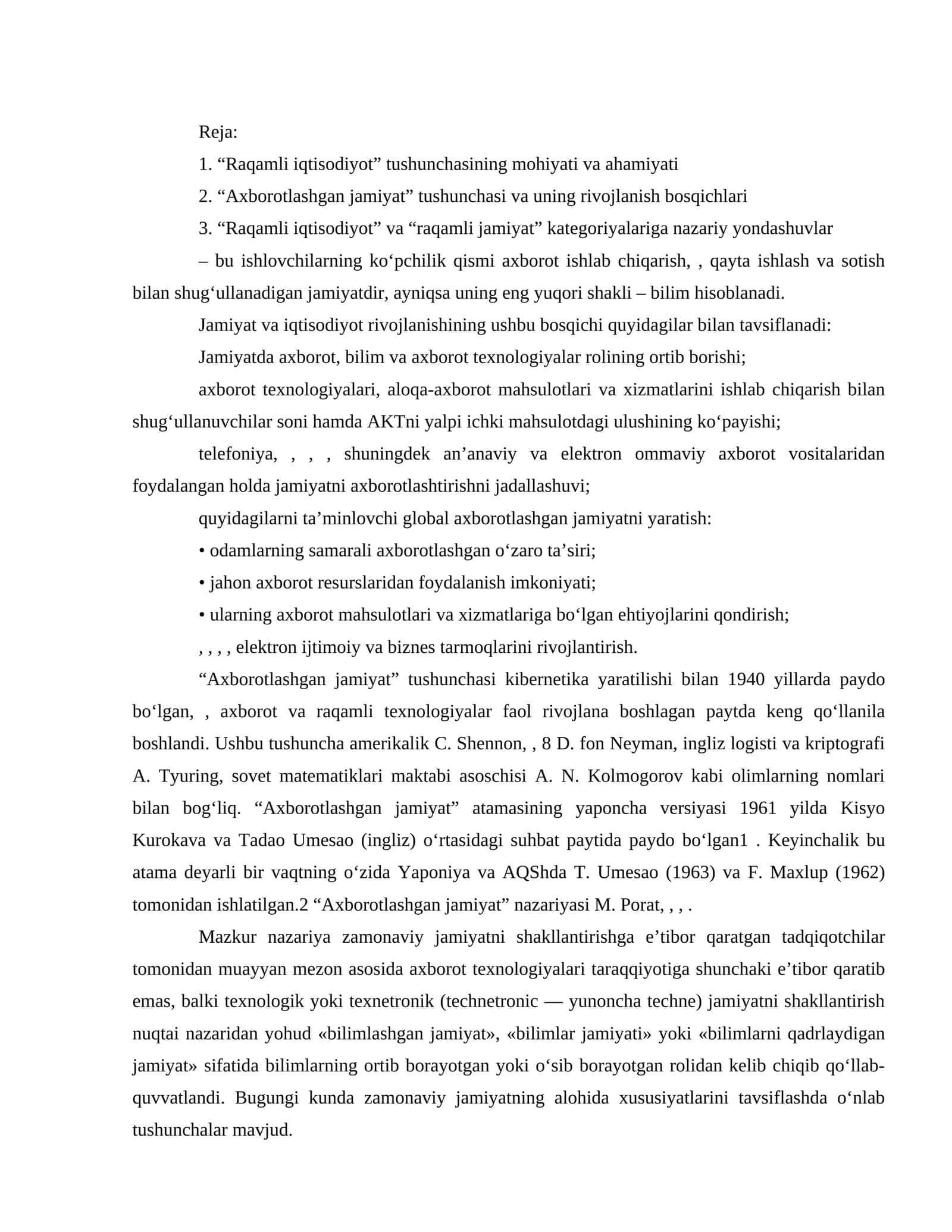 Raqamli iqtisodiyot va jamiyat 1