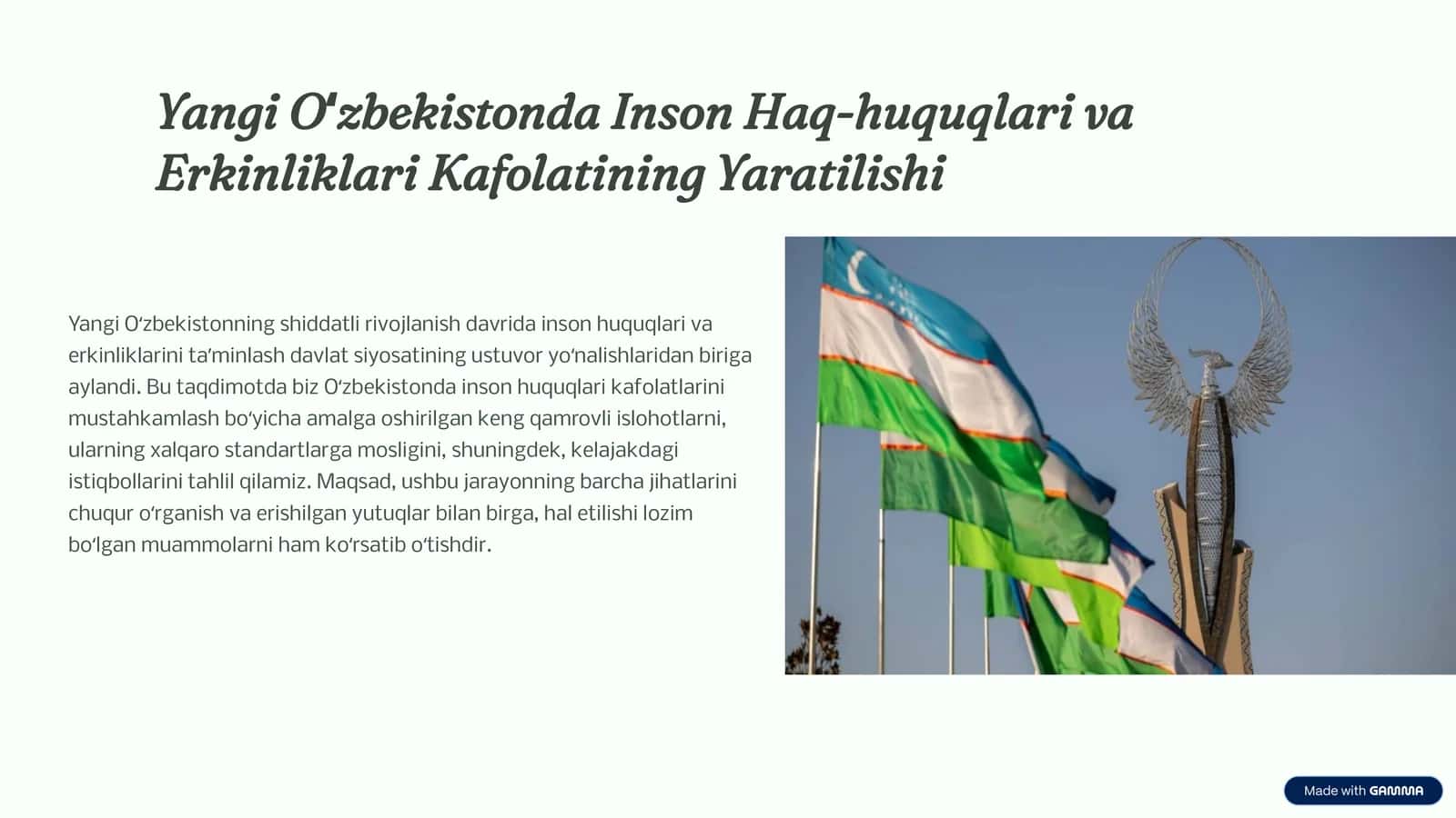 Yangi Oʻzbekistonda Inson Haq-huquqlari va Erkinliklari Kafolatining Yaratilishi 1