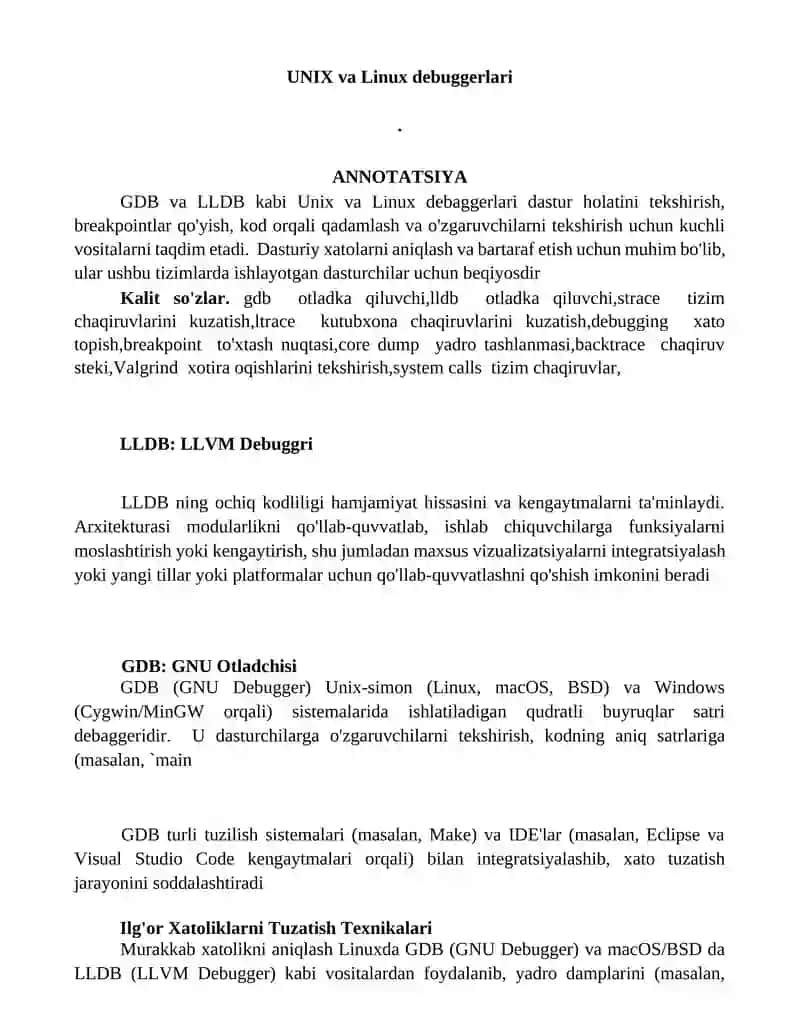 UNIX va Linux debuggerlari 1