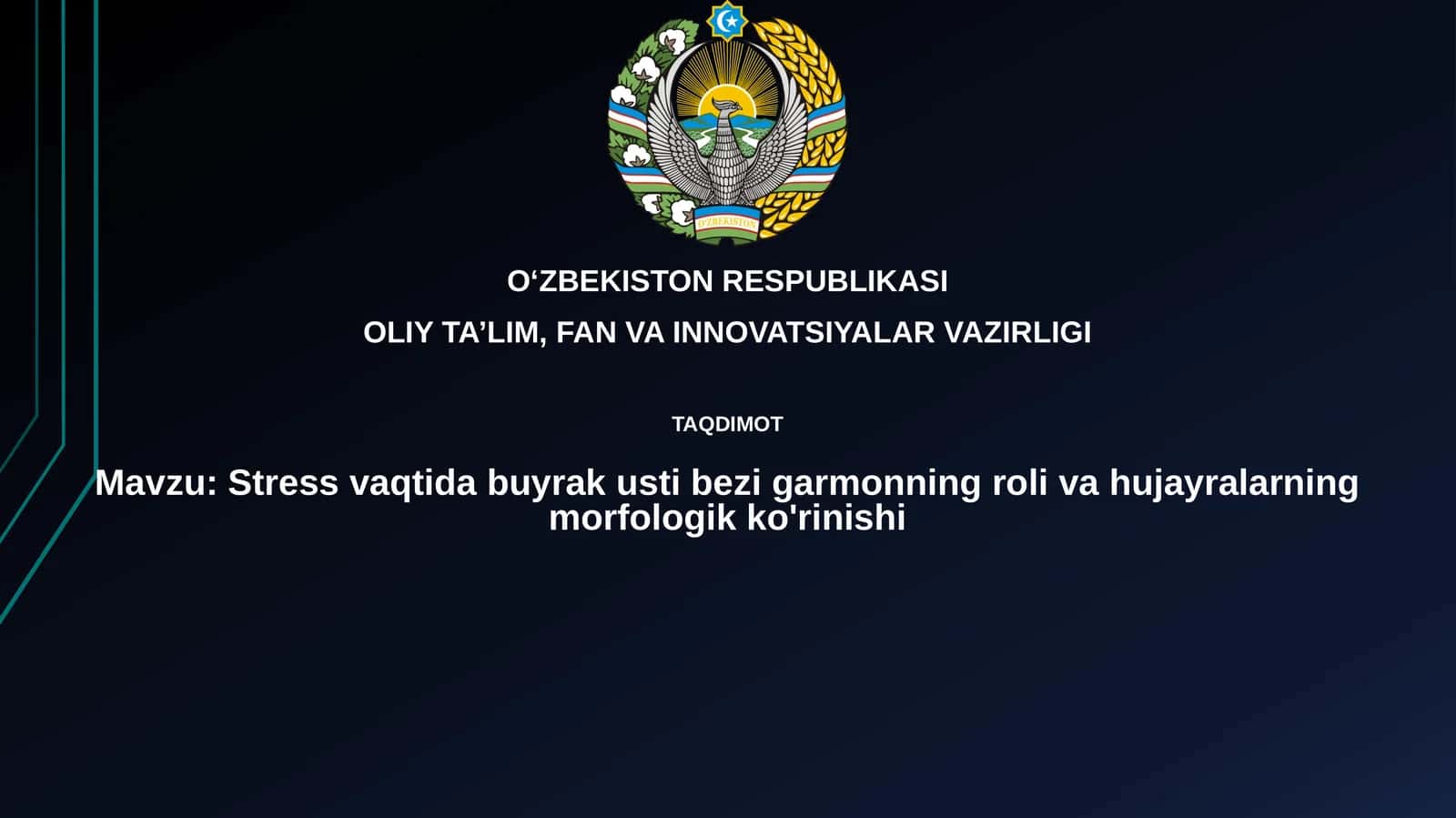 Stress vaqtida buyrak usti bezigarmonning roli va hujayralarning morfologik ko'rinishi 1