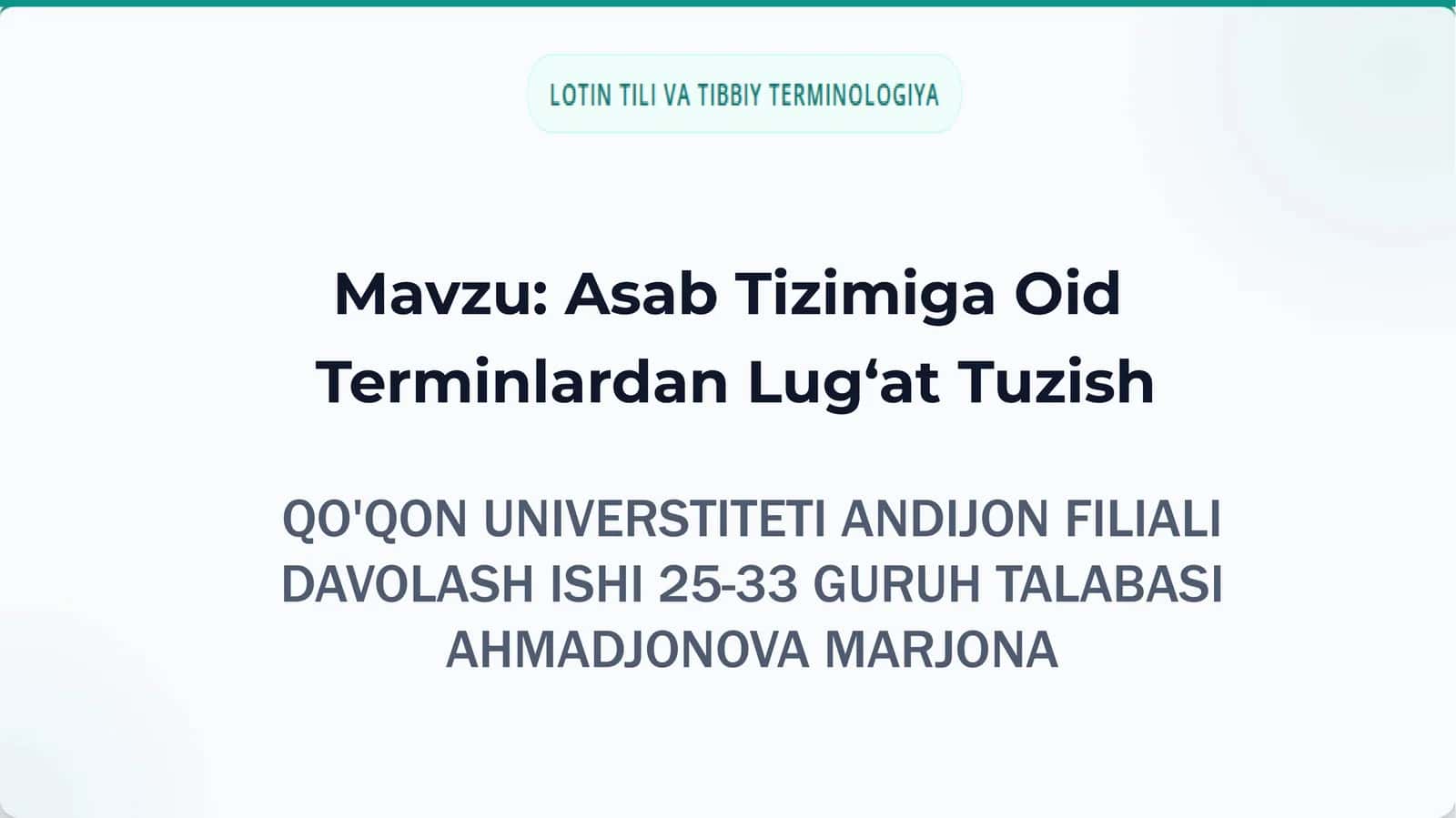 Asab Tizimiga Oid Terminlardan Lug‘at Tuzish 1