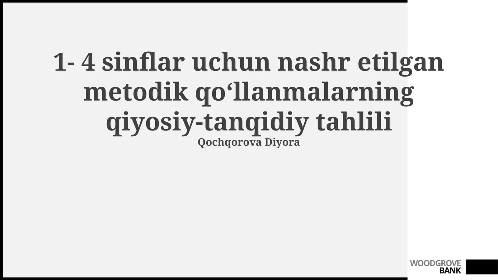 Metodik qo'llanmalarni taqqoslash 1