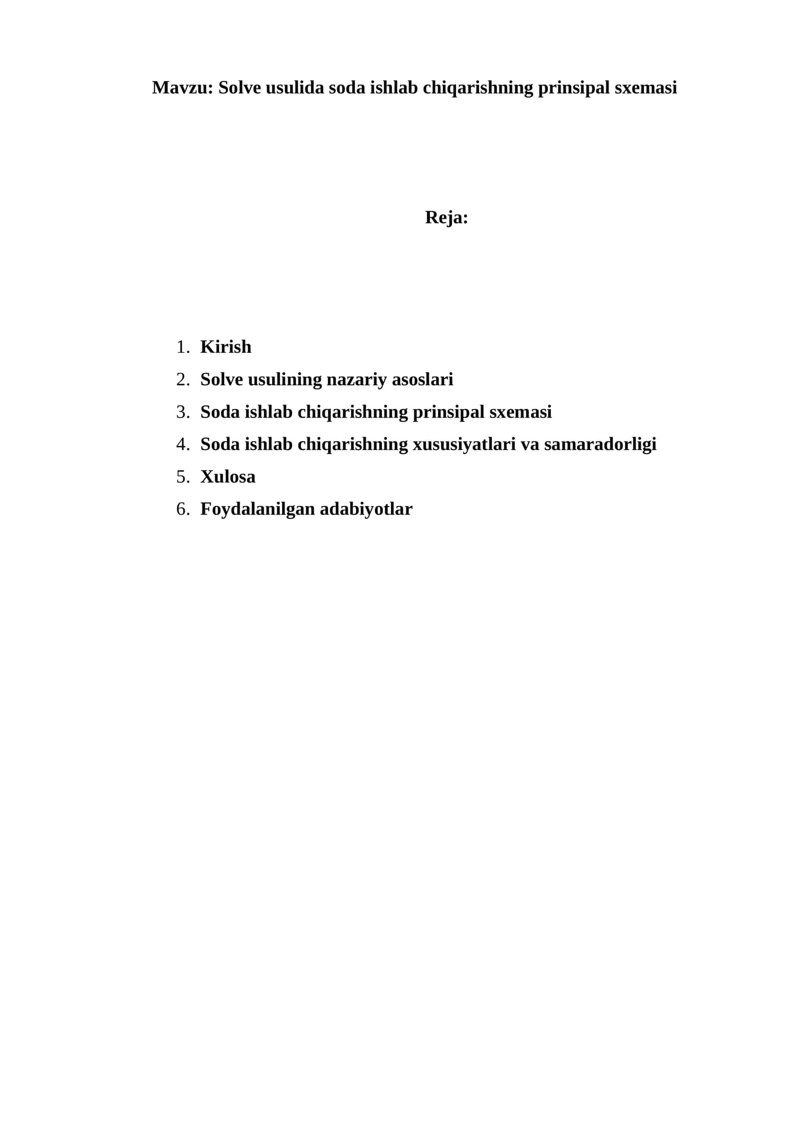 Solve usulida soda ishlab chiqarishning prinsipal sxemasi 1