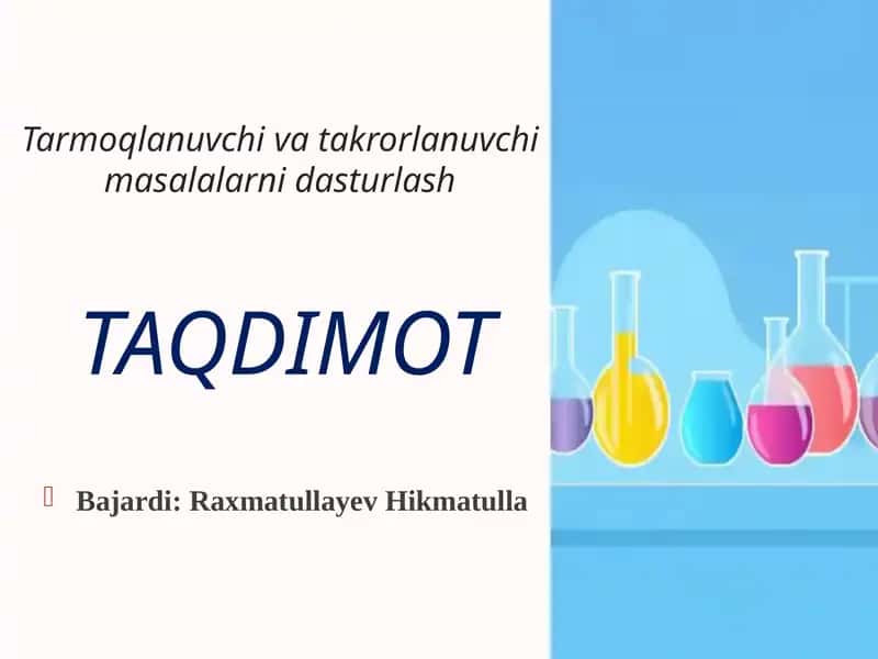 Tarmoqlanuvchi va takrorlanuvchi masalalarni dasturlash 1
