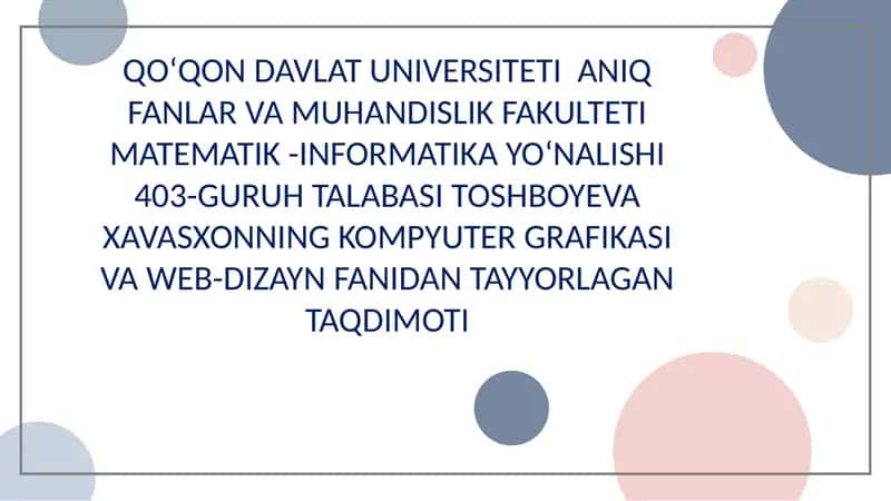 Mavzu : Adobe Photoshop dasturning grafik obyektlarda ranglar va qatlamlar bilan ishlash. 1