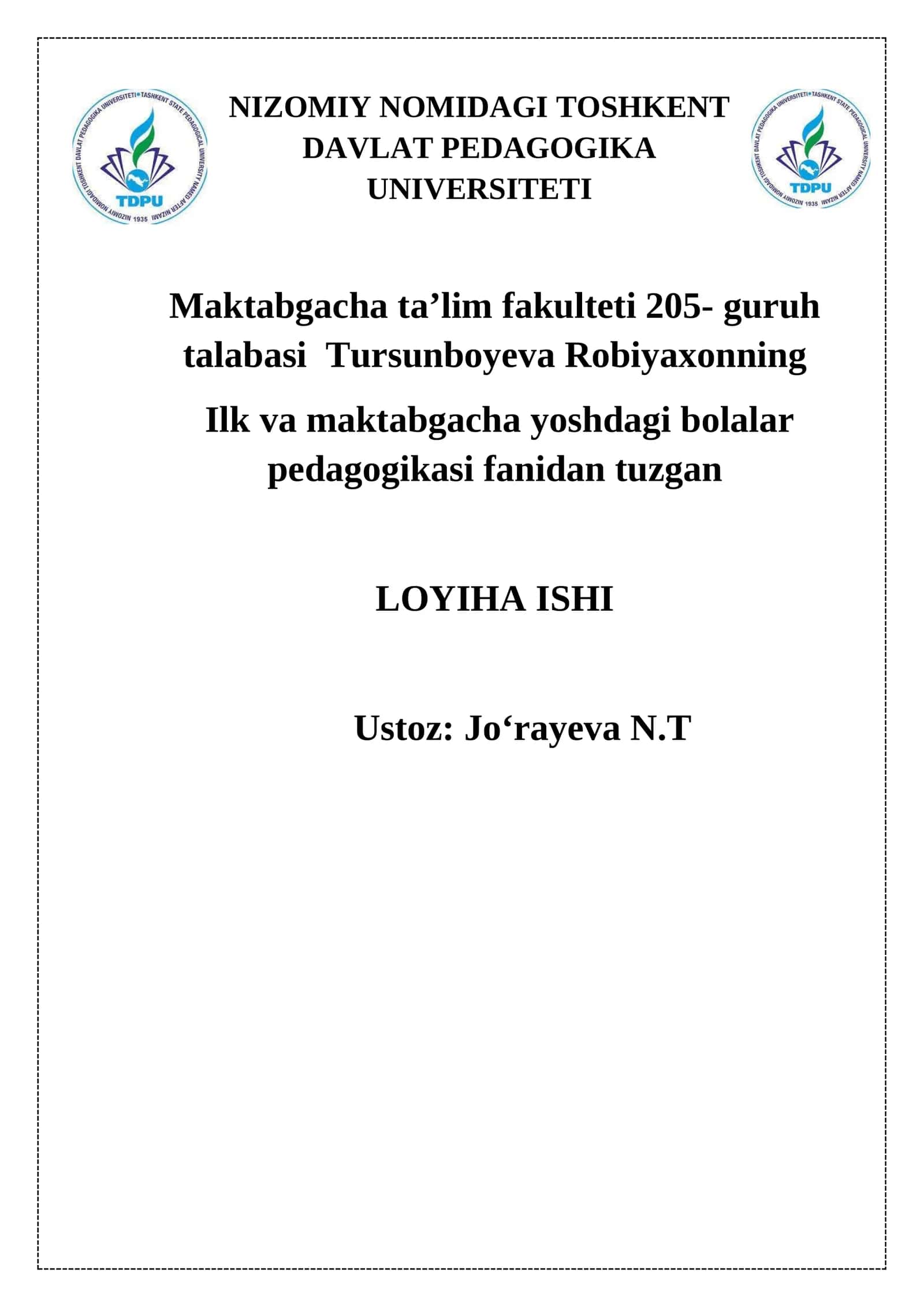 "TABIAT - BIZNING UYIMIZ" 1