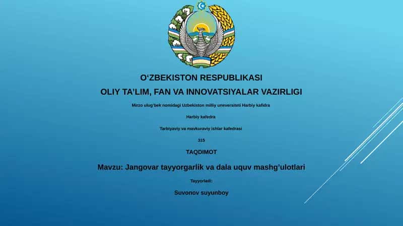 Jangovar tayyorgarlik va dala uquv mashg’ulotlari 1