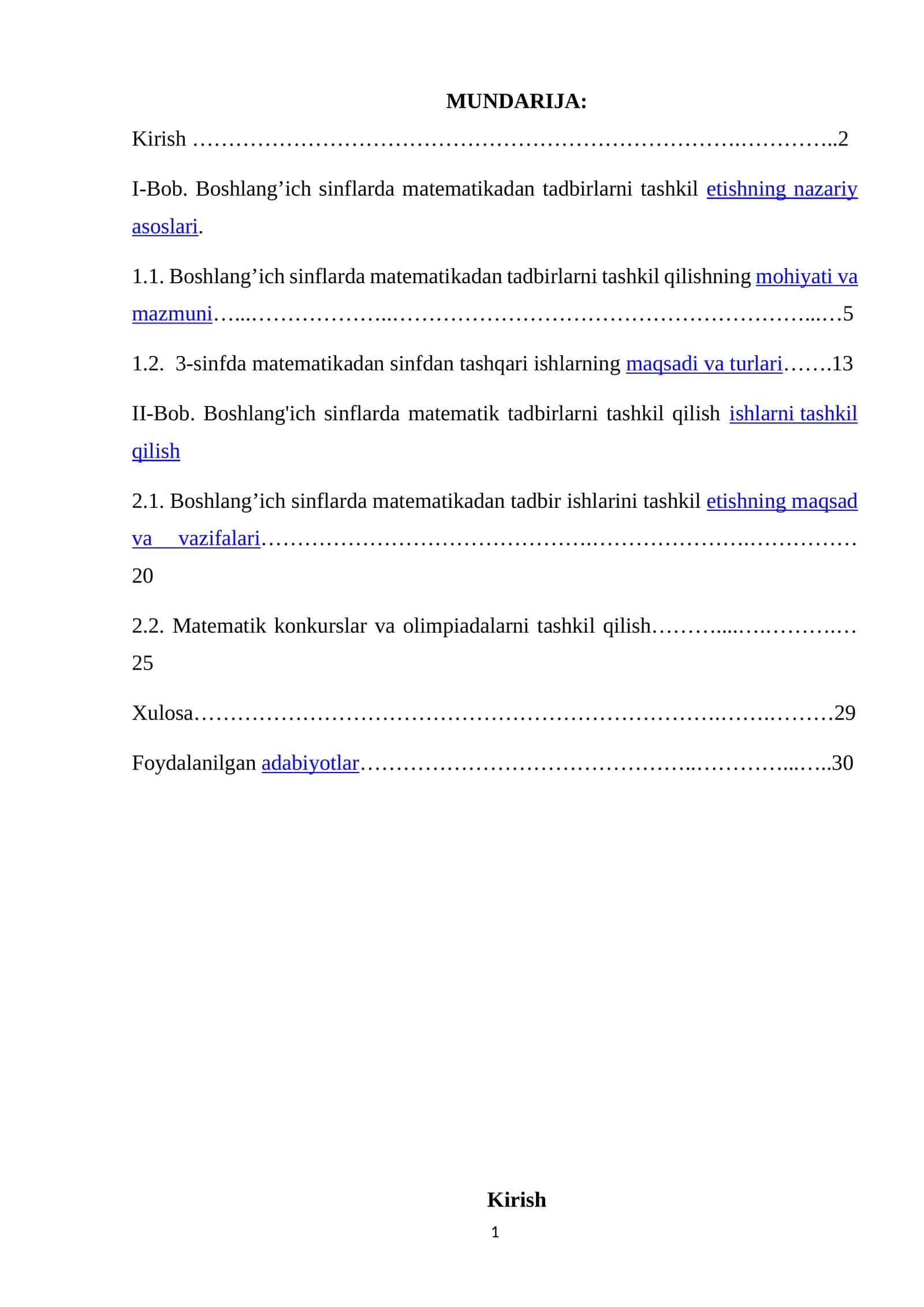 Boshlang’ich sinflarda matematikadan tadbirlarni tashkil etishning nazariy asoslari 1