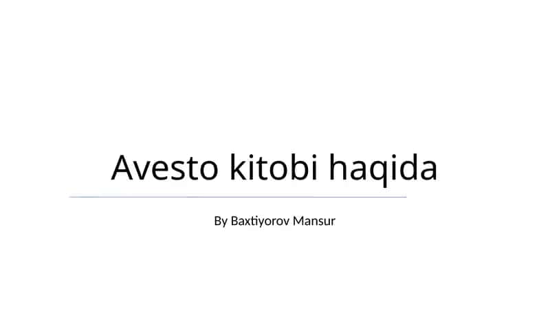 Avesto kitobi haqida 1