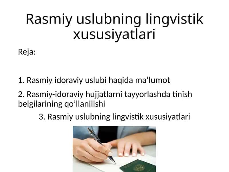 Rasmiyuslubninglingvistikxususiyatlari 1