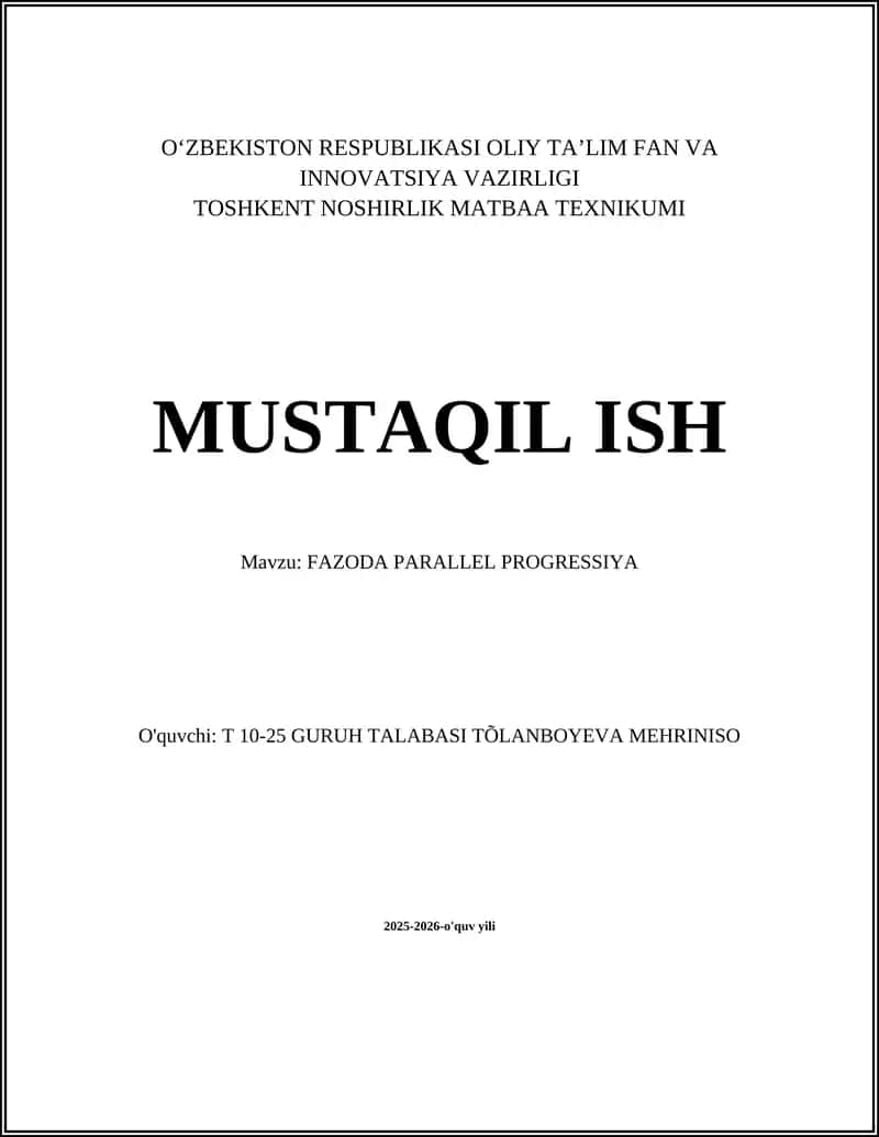 FAZODA PARALLEL PROGRESSIYA 1