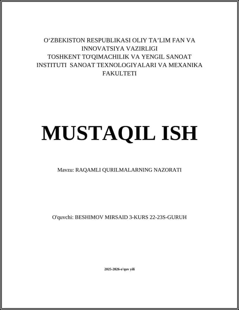 RAQAMLI QURILMALARNING NAZORATI 1