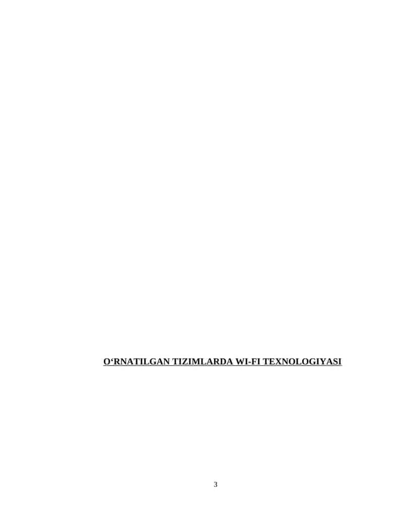 O‘RNATILGAN TIZIMLARDA WI-FI TEXNOLOGIYASI 1